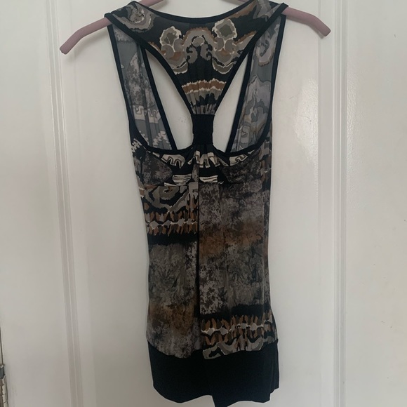 Dark Printed V-Neck Racerback Top - Picture 2 of 2